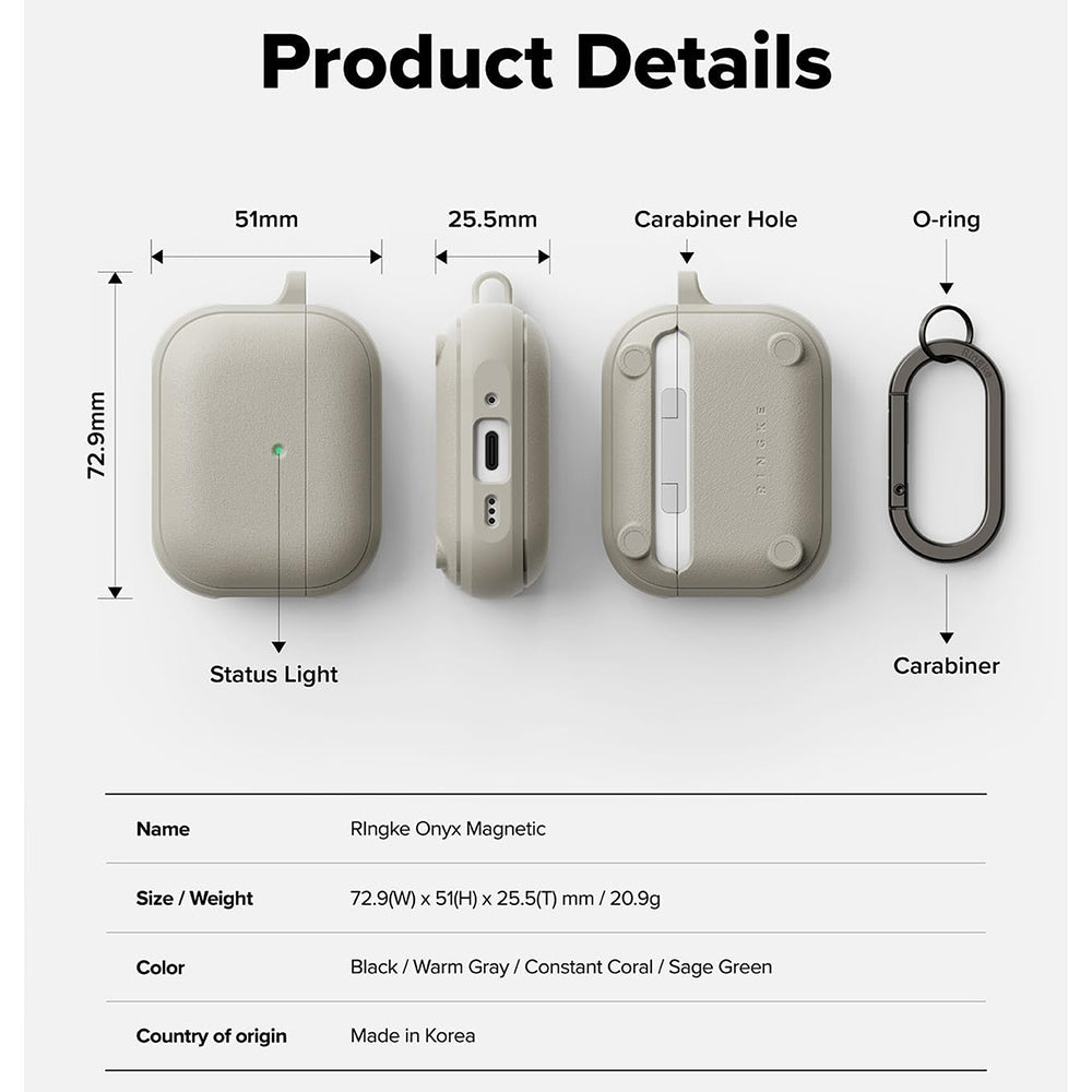 Magnetna futrola Ringke Onyx za Apple AirPods Pro 3, Siva