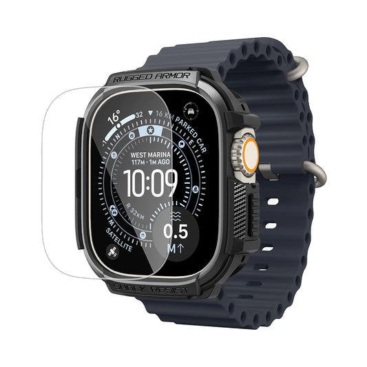 Futrola Spigen Rugged Armor sa zaštitnikom ekrana za Apple Watch Ultra Series, Crna ACS11414