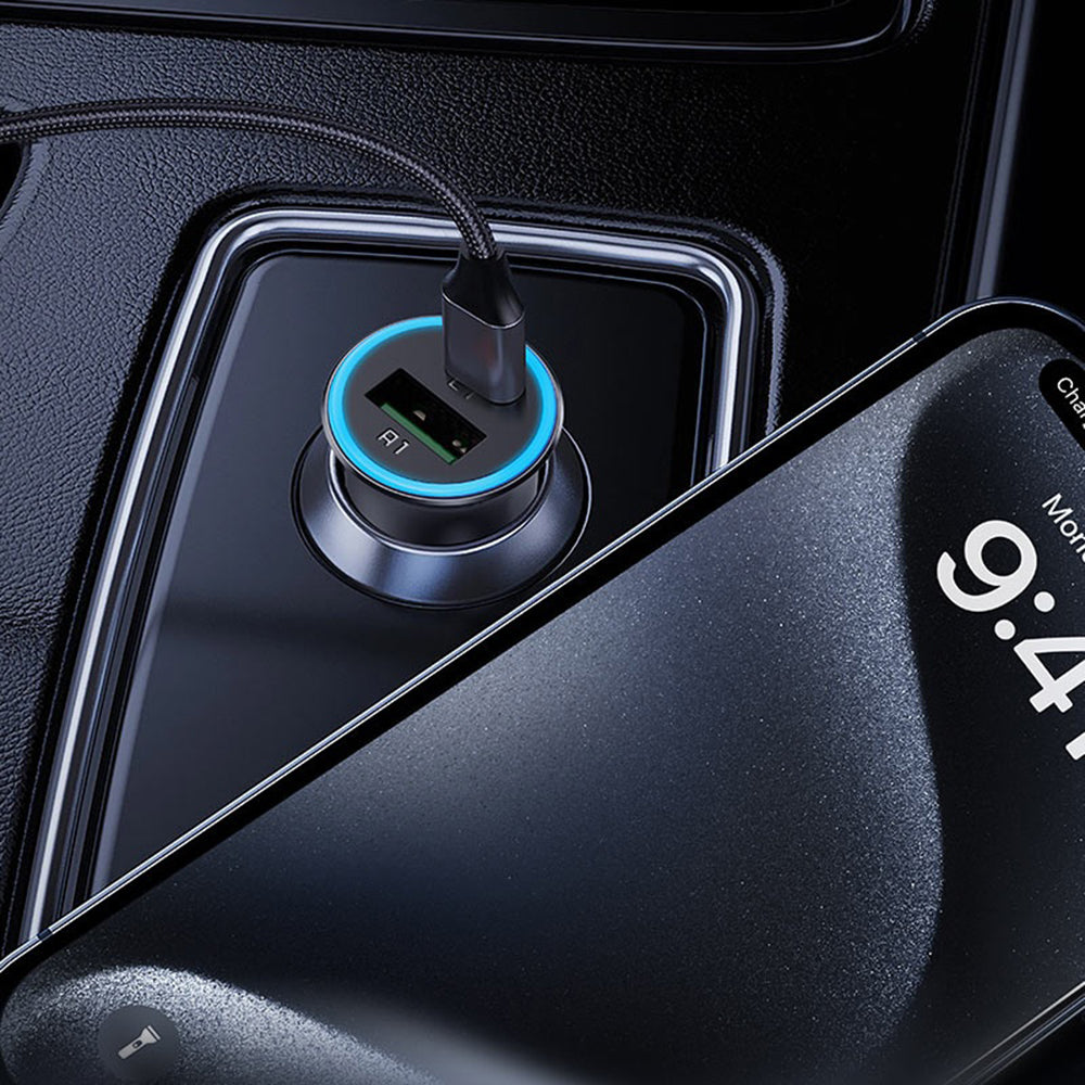 Auto punjač Acefast B16, 95W, 3.25A, 1 x USB-A - 1 x USB-C, Sivi