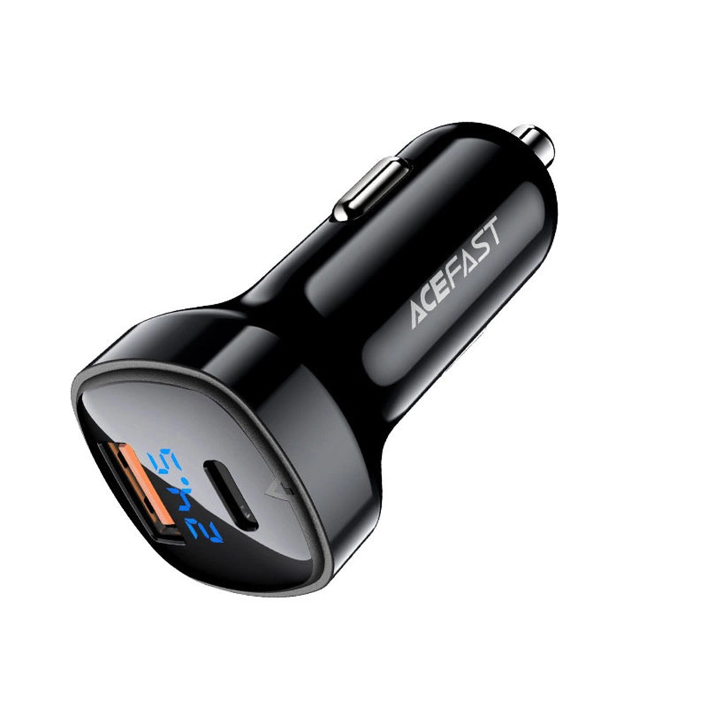 Auto punjač Acefast B4, 66W, 3A, 1 x USB-A - 1 x USB-C, Crni