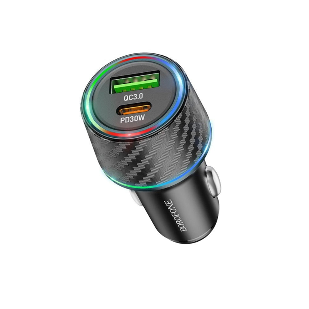 Auto punjač Borofone BZ21 Brilliant, 48W, 3A, 1 x USB-A - 1 x USB-C, Crni