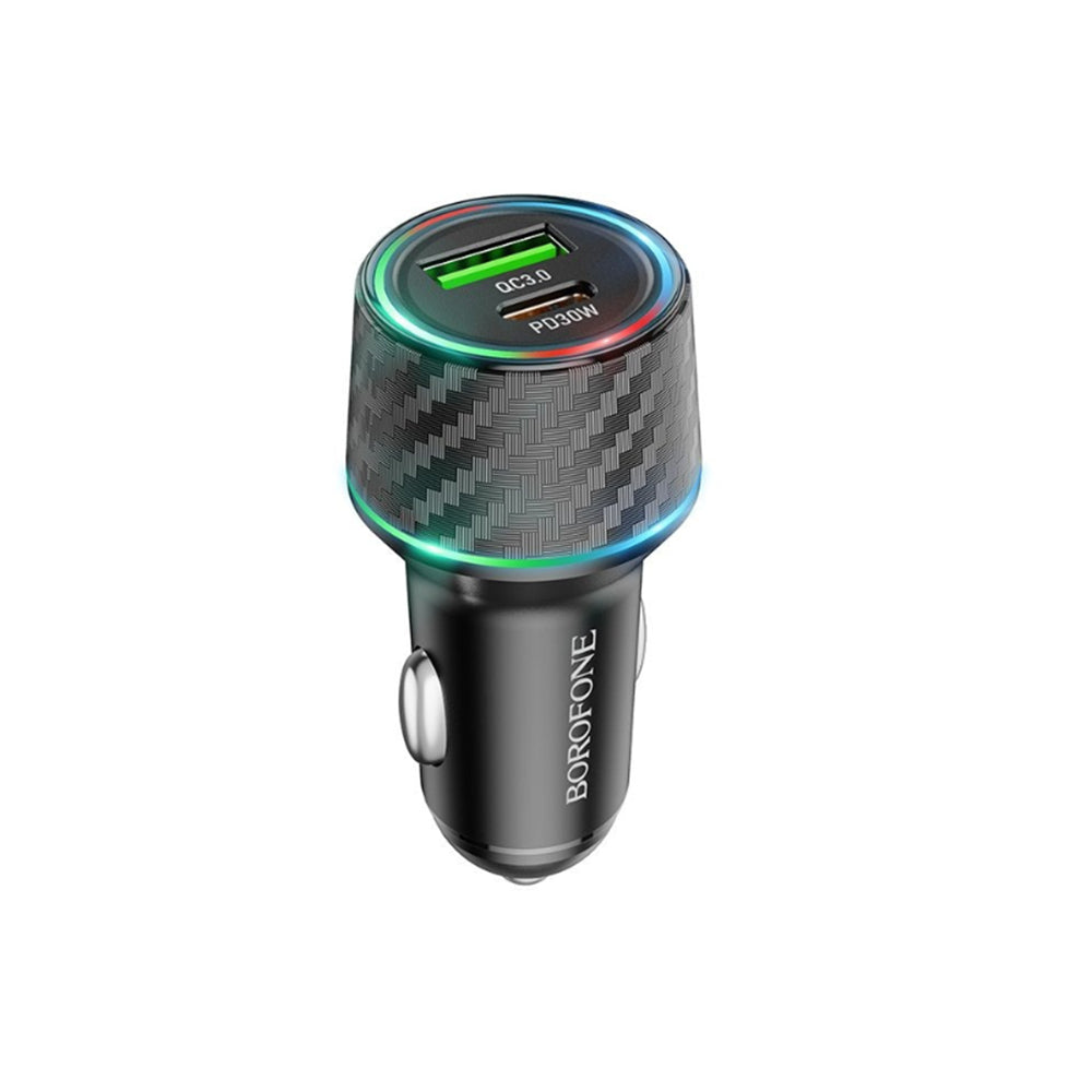 Auto punjač Borofone BZ21 Brilliant, 48W, 3A, 1 x USB-A - 1 x USB-C, Crni