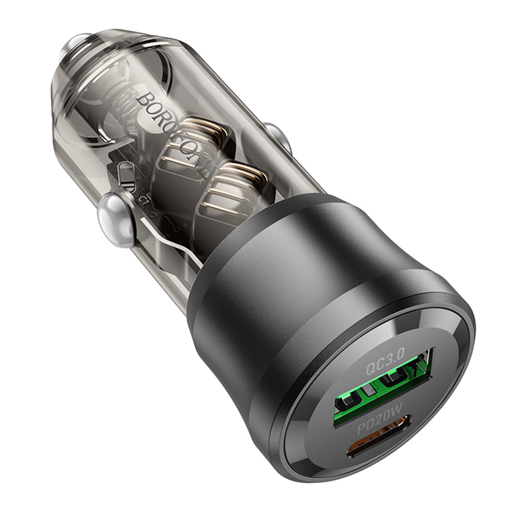 Auto punjač Borofone BZ25 Journey, 38W, 3A, 1 x USB-A - 1 x USB-C, Crni