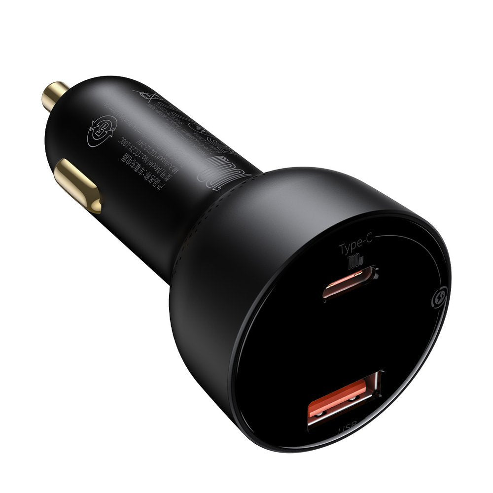 Auto punjač sa USB-C kablom Baseus Superme, 100W, 5A, 1 x USB-A - 1 x USB-C, Crni TZCCZX-01