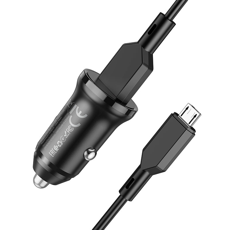Auto punjač sa microUSB kablom Borofone BZ18, 18W, 3A, 1 x USB-A, Crni