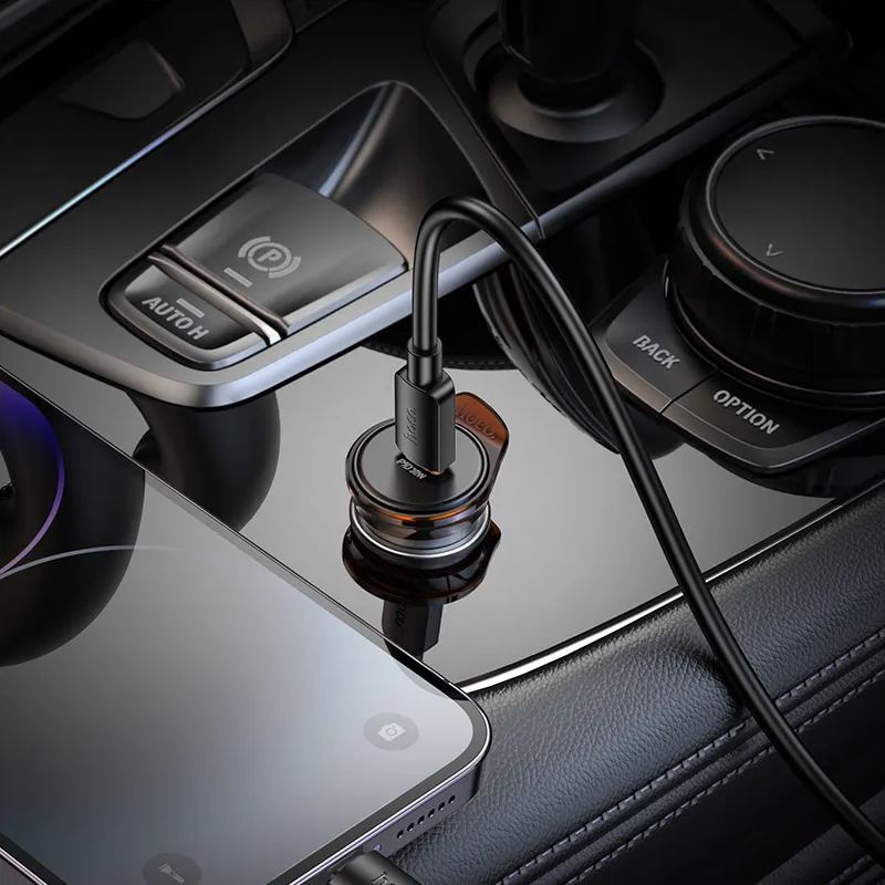 Auto punjač sa Lightning kablom HOCO NZ16, 30W, 3A, 1 x USB-C, Sivi