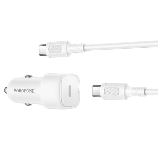 Auto punjač sa USB-C kablom Borofone BZ34A Cloud, 20W, 3A, 1 x USB-C, Beli
