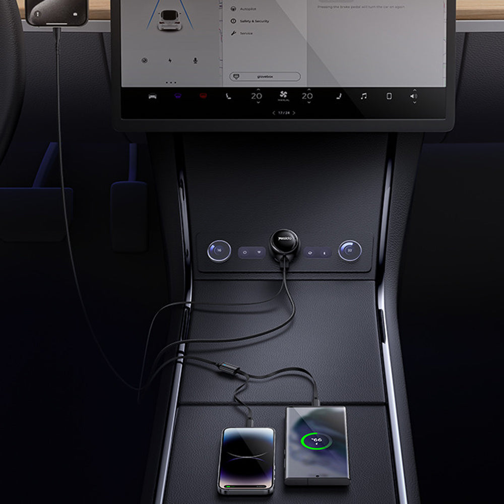 Auto punjač sa USB-C / Lightning kablom Yesido Y61, 53W, 3A, 1 x USB-A, Crni