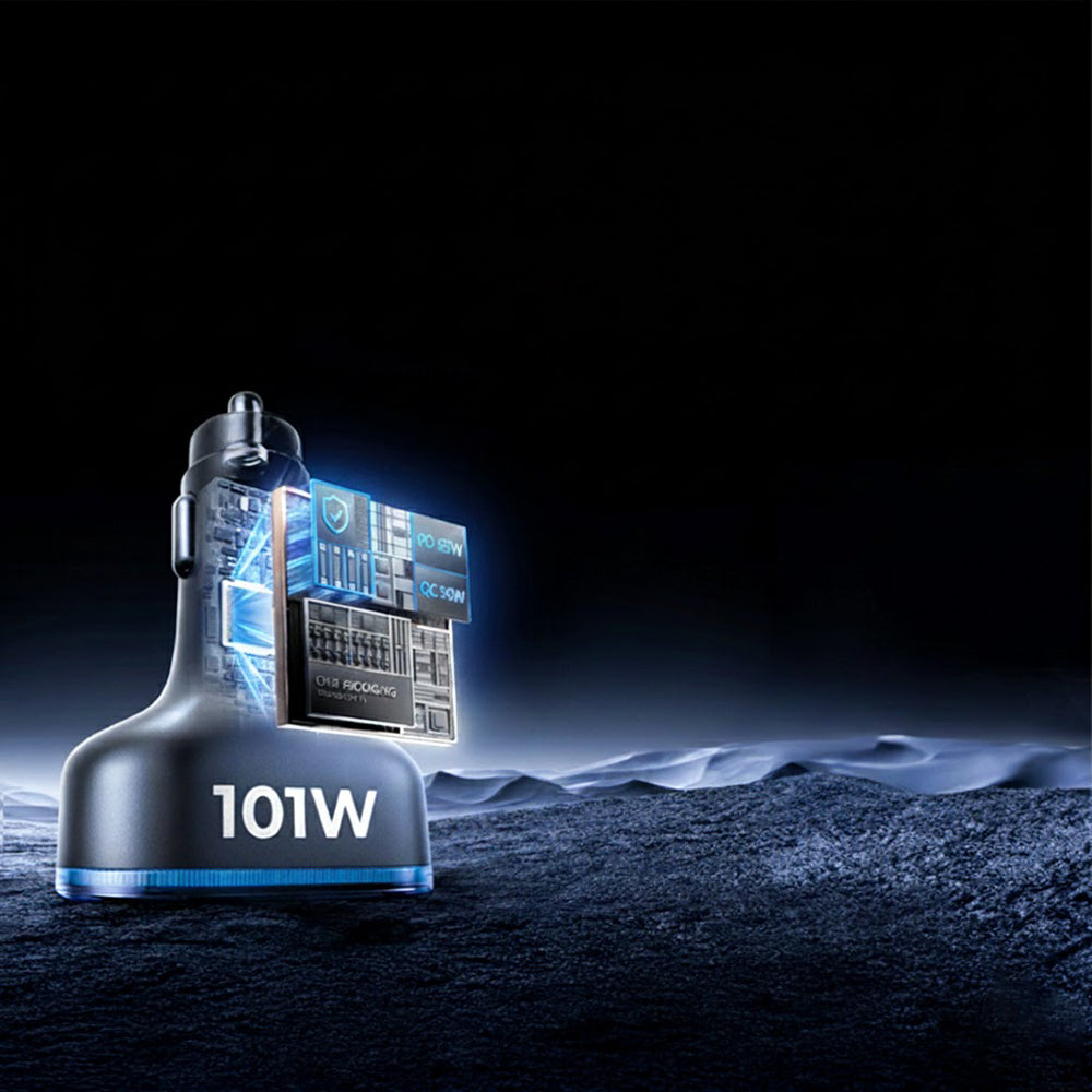 Auto punjač sa USB-C kablom Lisen, 101W, 3.25A, 1 x USB-A - 3 x USB-C, Crni YL0223120021