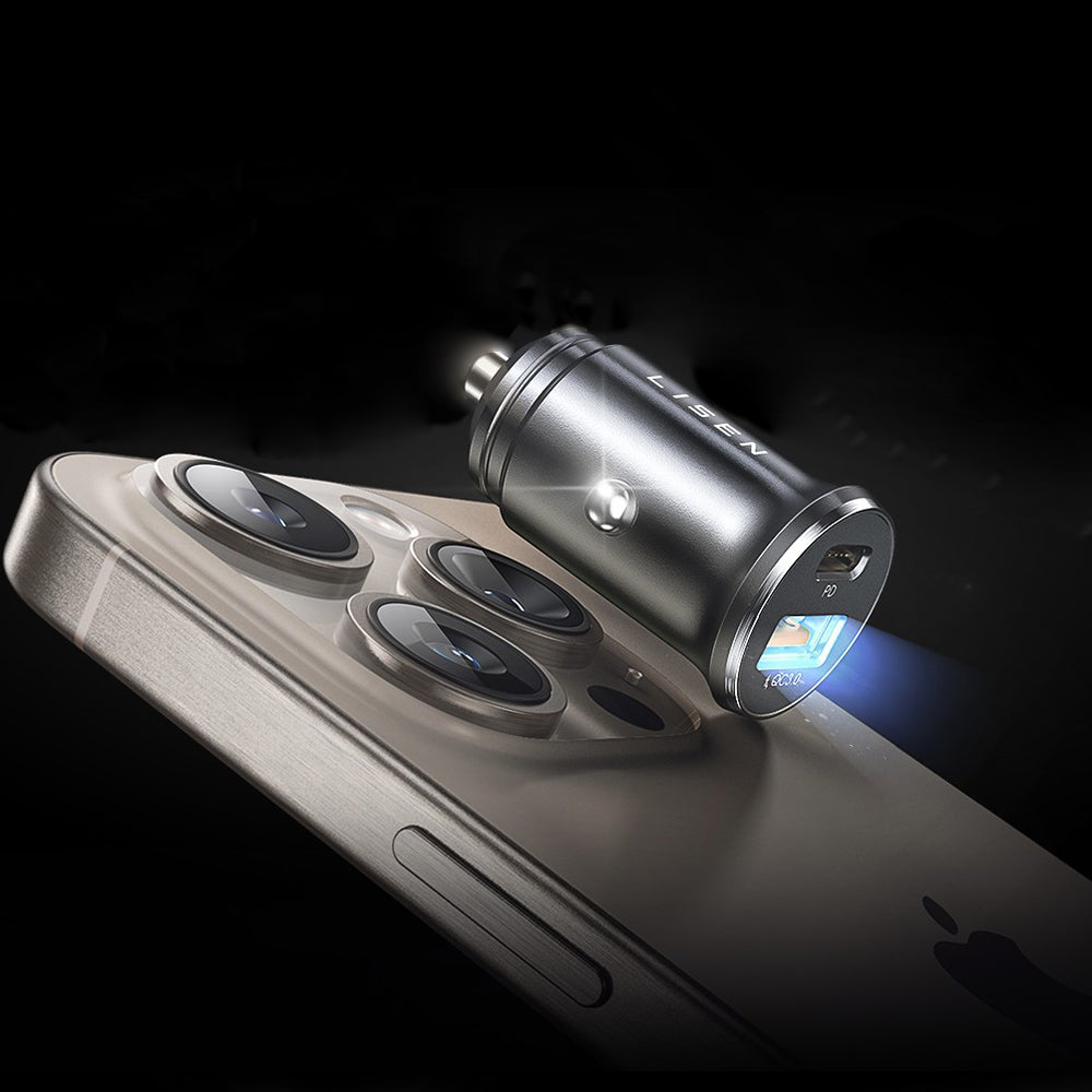 Auto punjač sa USB-C kablom Lisen, 51W, 3A, 1 x USB-A - 1 x USB-C, Tamno plavi YL0223080047