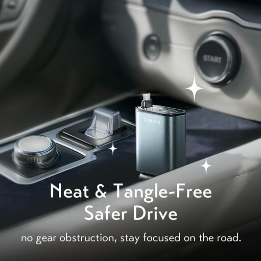 Auto punjač sa USB-C kablom Lisen, 57W, 3A, 1 x USB-A - 1 x USB-C, Crni YL0325010016