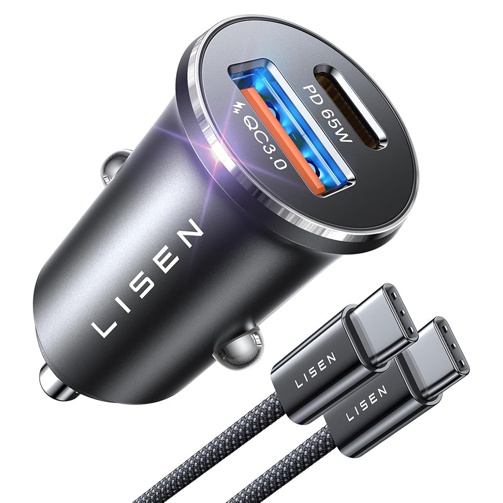 Auto punjač sa USB-C kablom Lisen, 83W, 3.25A, 1 x USB-A - 1 x USB-C, Srebrni YL0223110003
