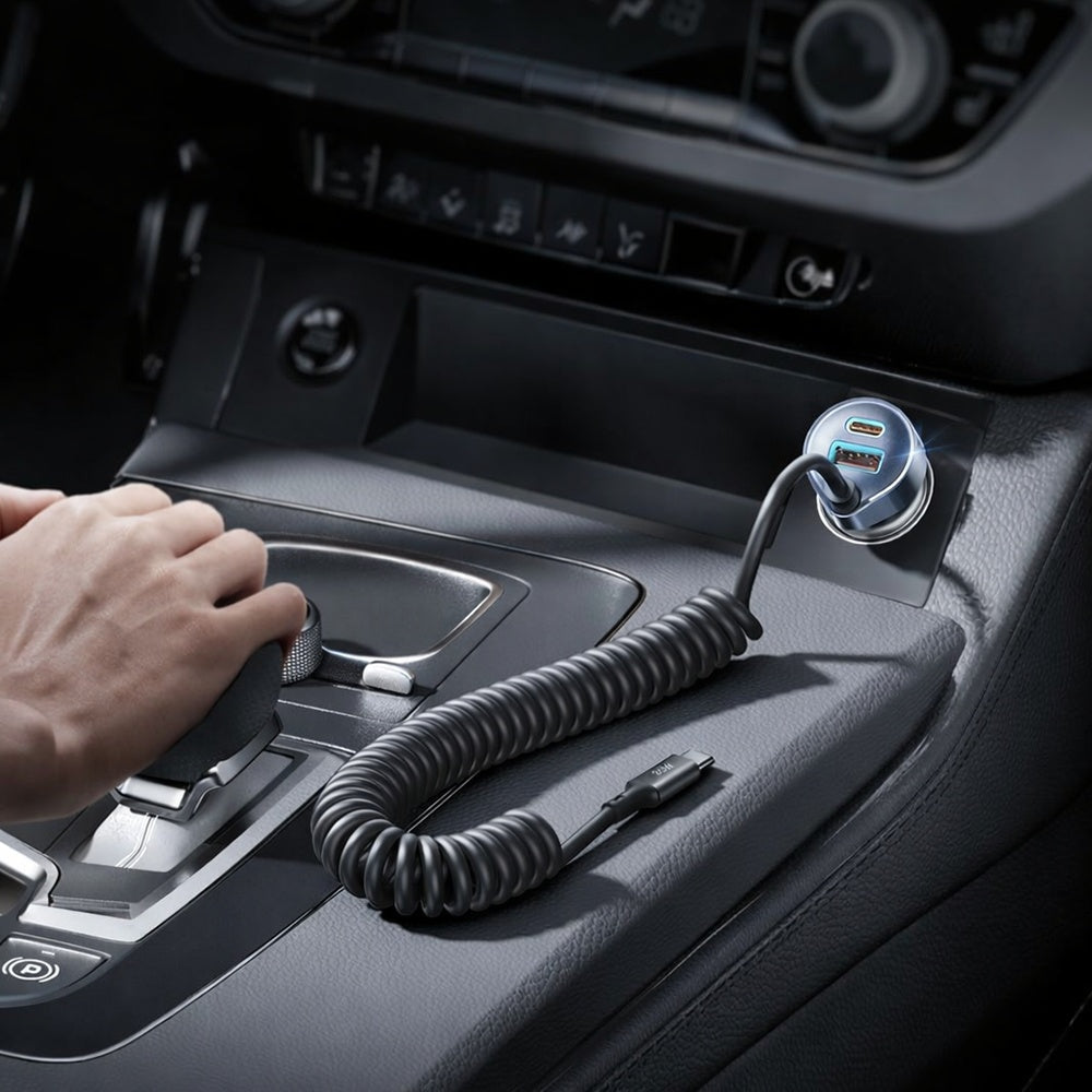 Auto punjač sa USB-C kablom Lisen, 90W, 3A, 1 x USB-A - 1 x USB-C, Crni YL0223120020