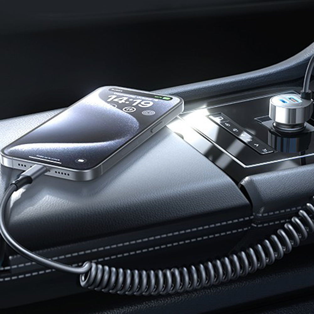 Auto punjač sa USB-C kablom Lisen, 90W, 3A, 1 x USB-A - 1 x USB-C, Crni YL0223120020