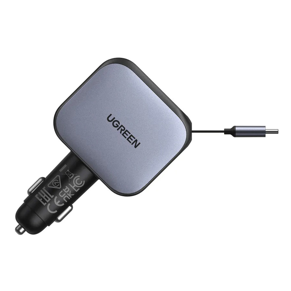 Auto punjač sa USB-C kablom UGREEN EC604 (55910B) Nexode, 145W, 1 x USB-A - 2 x USB-C, Crni