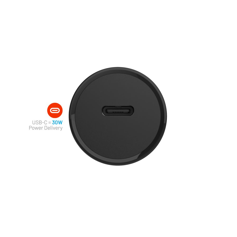Auto punjač Fixed, 30W, 3A, 1 x USB-C, Crni