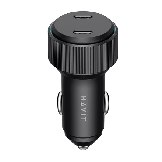 Auto punjač HAVIT CC2014, 30W, 3A, 2 x USB-C, Crni