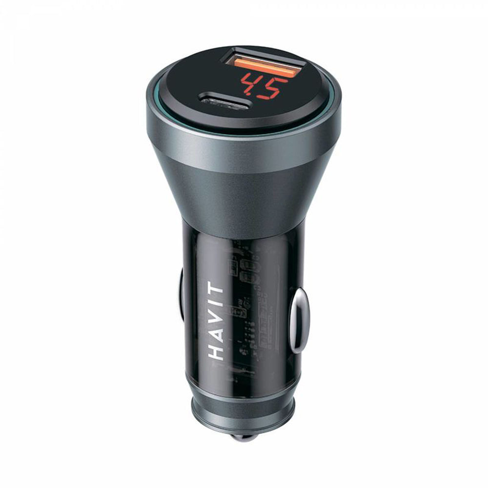 Auto punjač HAVIT CC2017, 45W, 3A, 1 x USB-A - 1 x USB-C, Crno Plavi