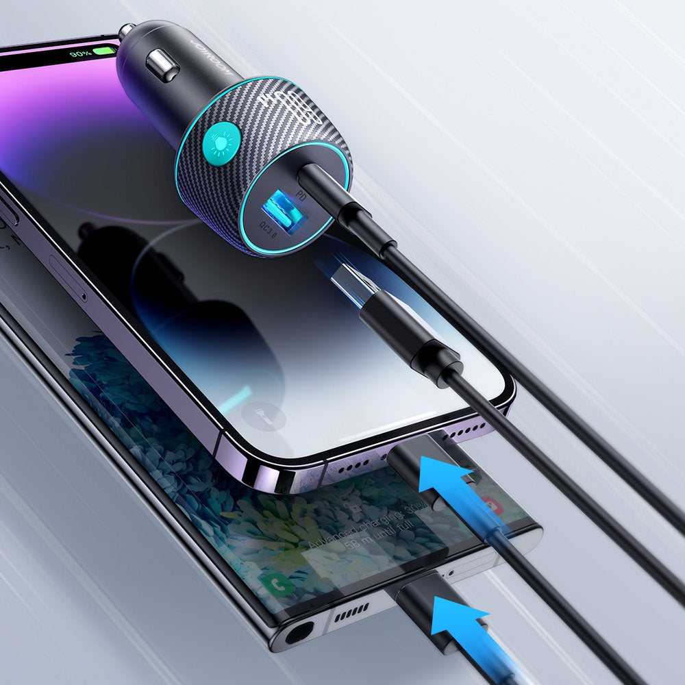 Auto punjač Joyroom JR-CCN01, 60W, 3A, 1 x USB-A - 1 x USB-C, Crni