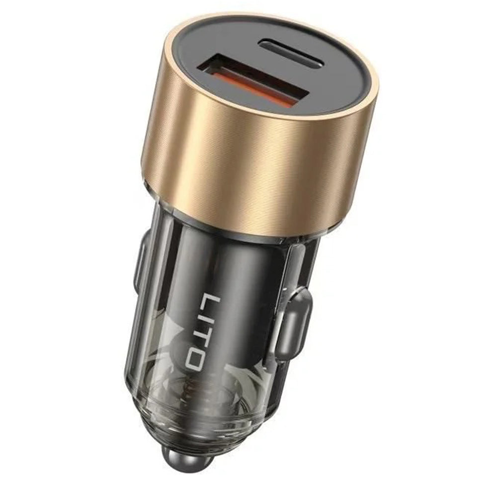 Auto punjač Lito IN-C04, 52W, 3A, 1 x USB-A - 1 x USB-C, Crni