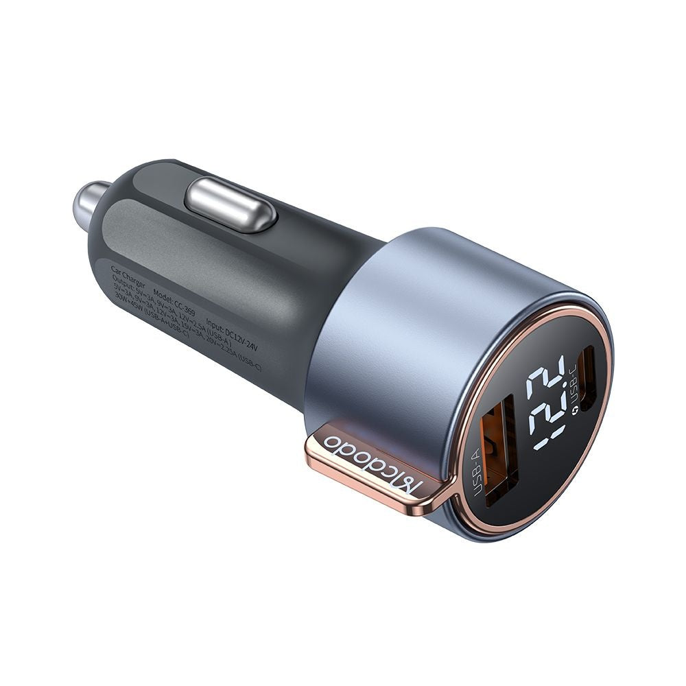 Auto punjač McDodo CC-3690 Venus Display, 75W, 3A, 1 x USB-A - 1 x USB-C, Crni