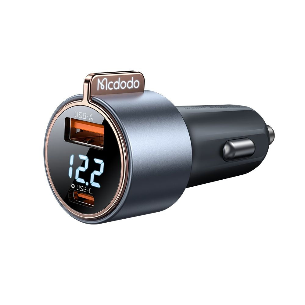 Auto punjač McDodo CC-3690 Venus Display, 75W, 3A, 1 x USB-A - 1 x USB-C, Crni