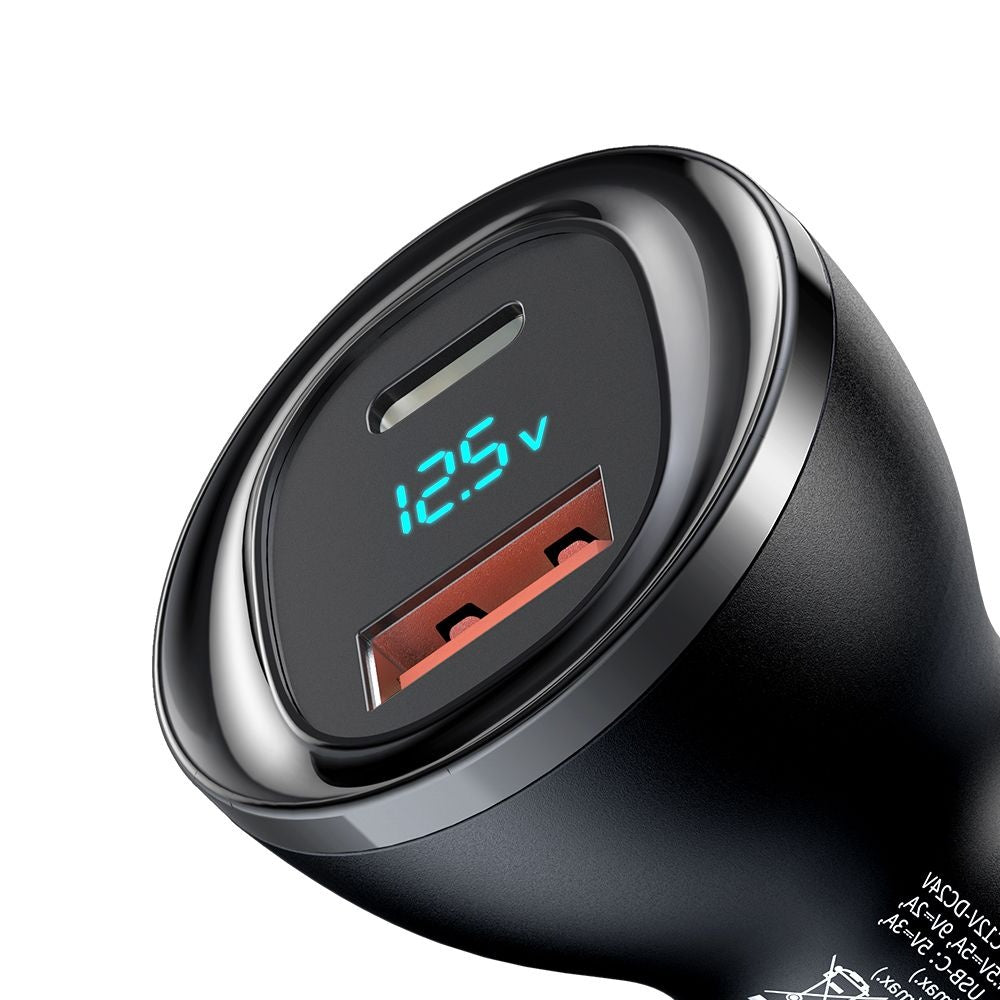 Auto punjač McDodo CC-5670 Display, 95W, 5A, 1 x USB-A - 1 x USB-C, Crni