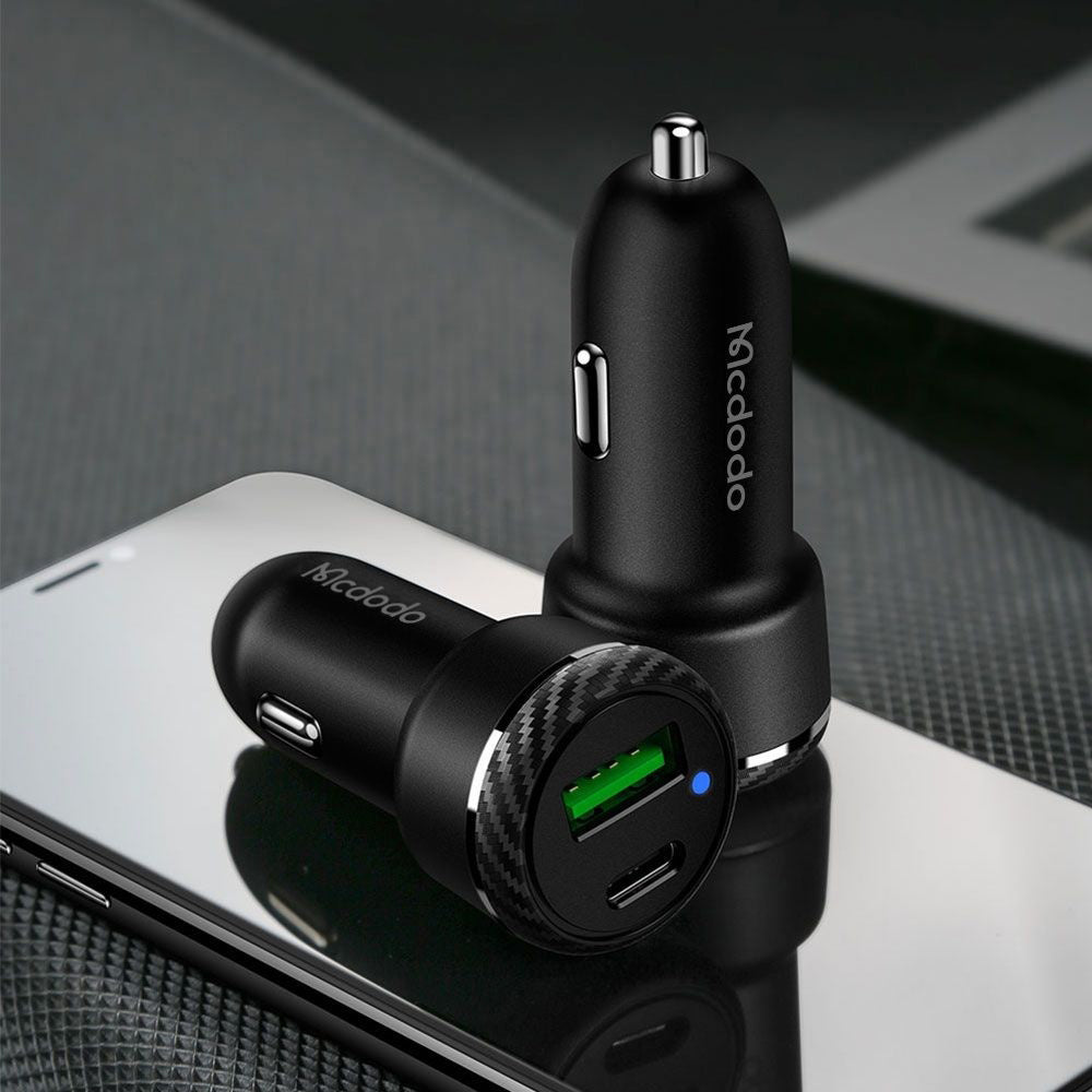 Auto punjač McDodo CC-5970, 38W, 3A, 1 x USB-A - 1 x USB-C, Crni