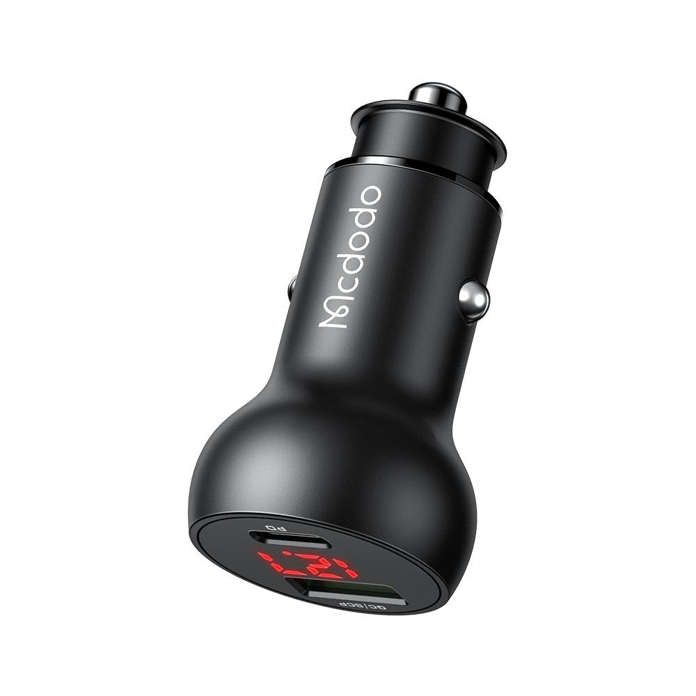 Auto punjač McDodo CC-7030 Display, 45W, 5A, 1 x USB-A - 1 x USB-C, Crni