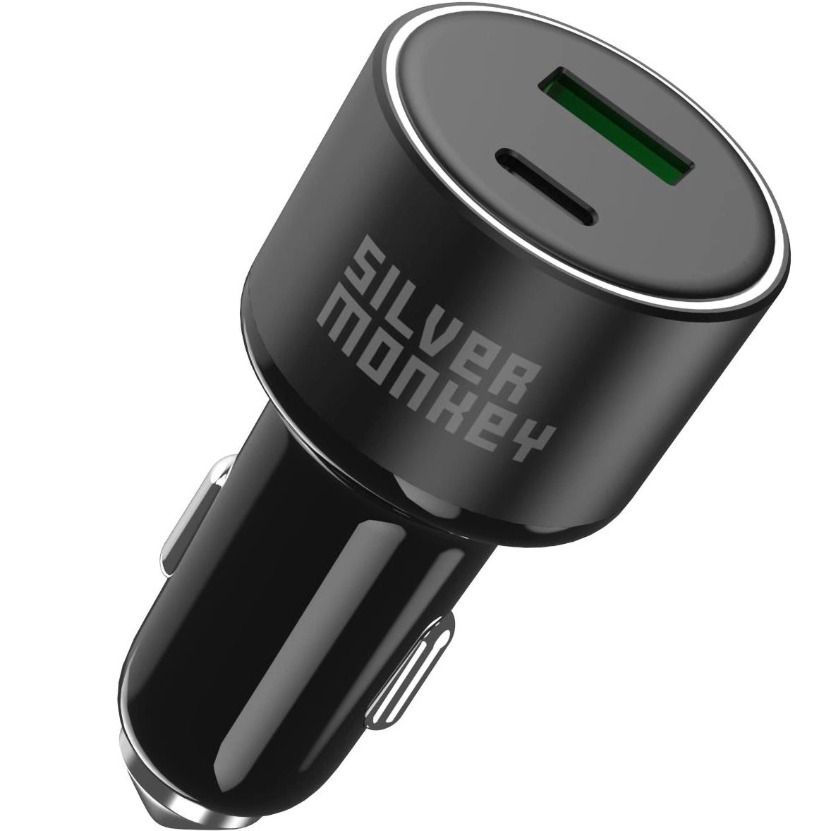 Auto punjač Silver Monkey SMA014, 100W, 3A, 1 x USB-A - 1 x USB-C, Crni