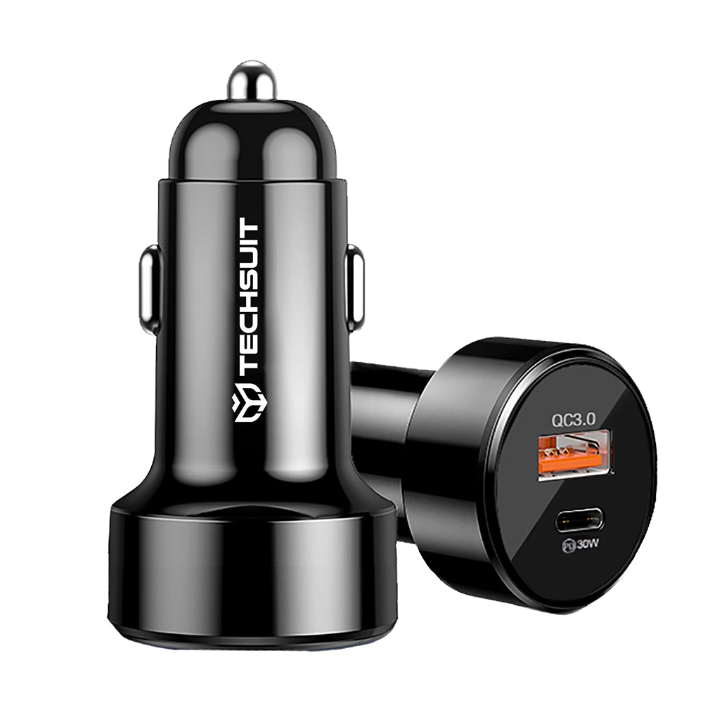 Auto punjač Techsuit TE-P31 Premium, 48W, 3A, 1 x USB-A - 1 x USB-C, Crni