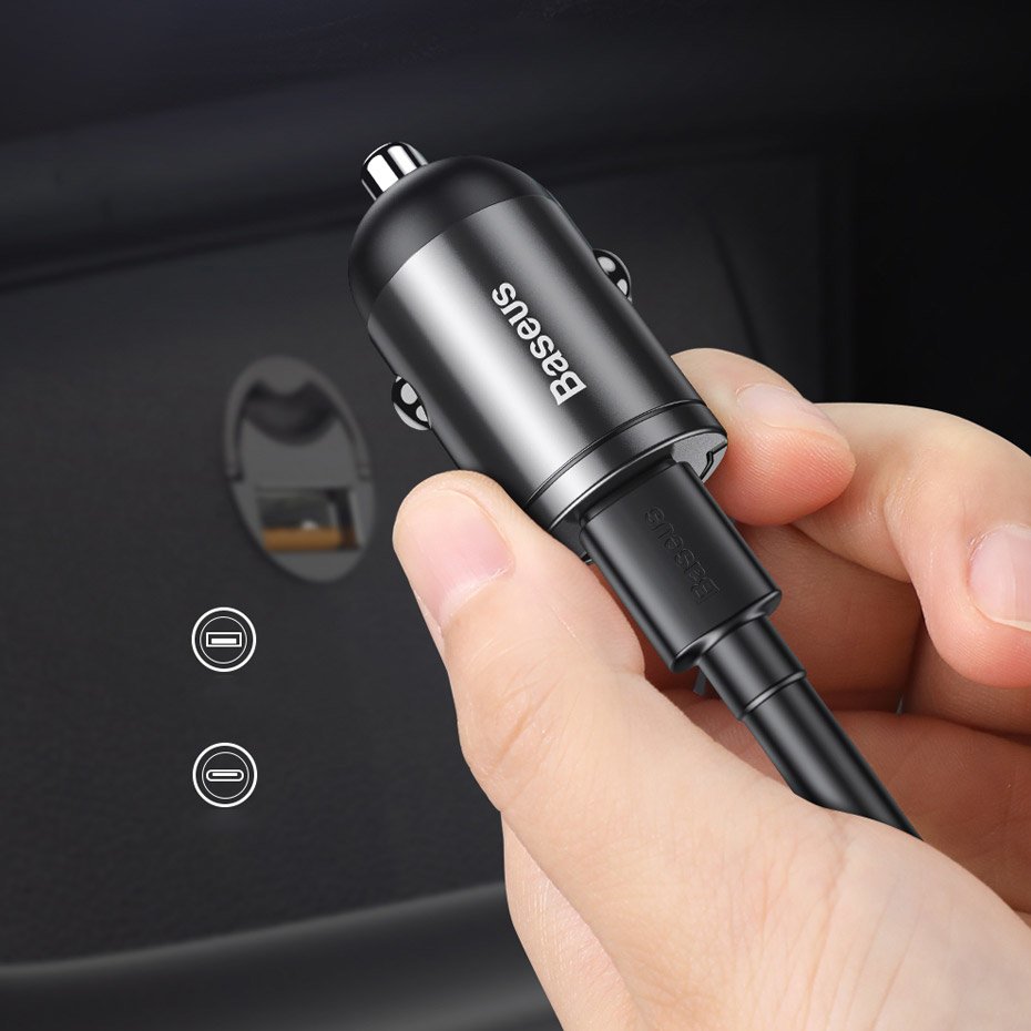 Auto punjač Baseus Star Mini, 30W, 5A, 1 x USB-C, Sivi VCHX-B0G