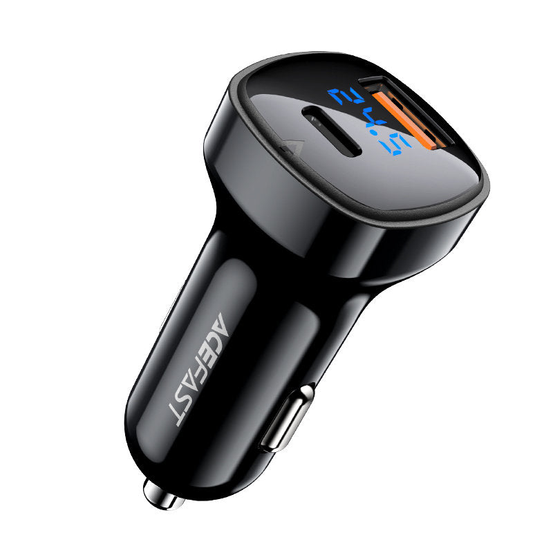Auto punjač Acefast B4, 66W, 3A, 1 x USB-A - 1 x USB-C, Crni