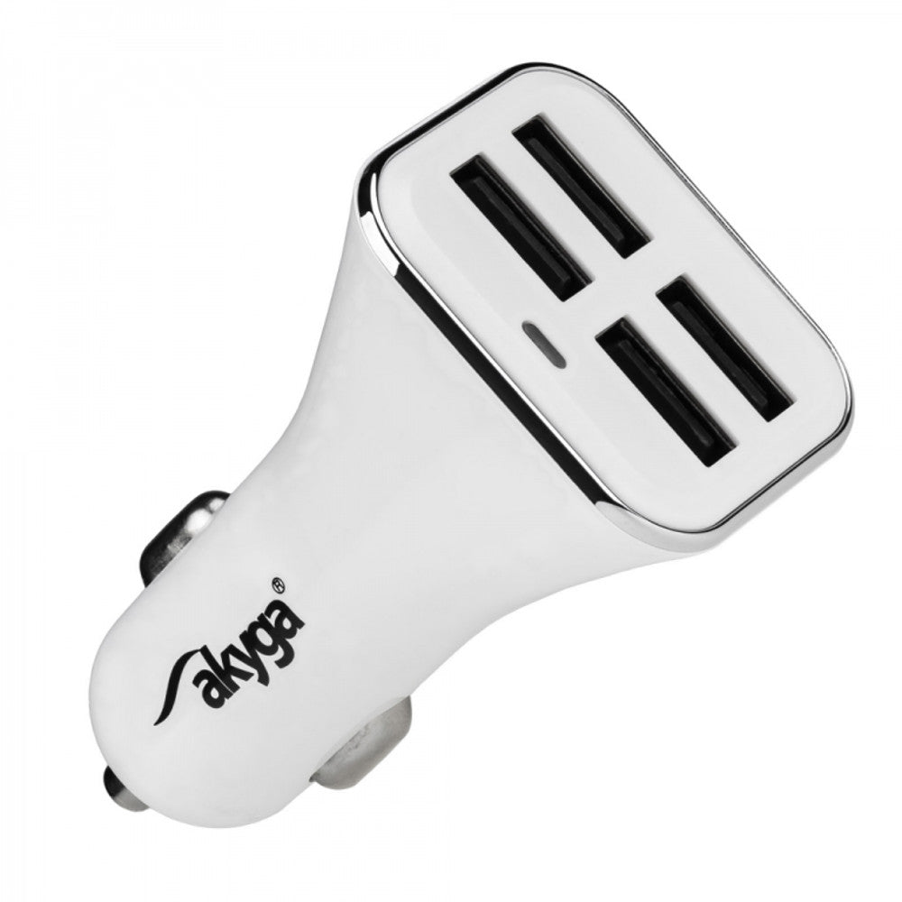 Auto punjač Akyga AK-CH-09, 10W, 2A, 4 x USB-A, Bela