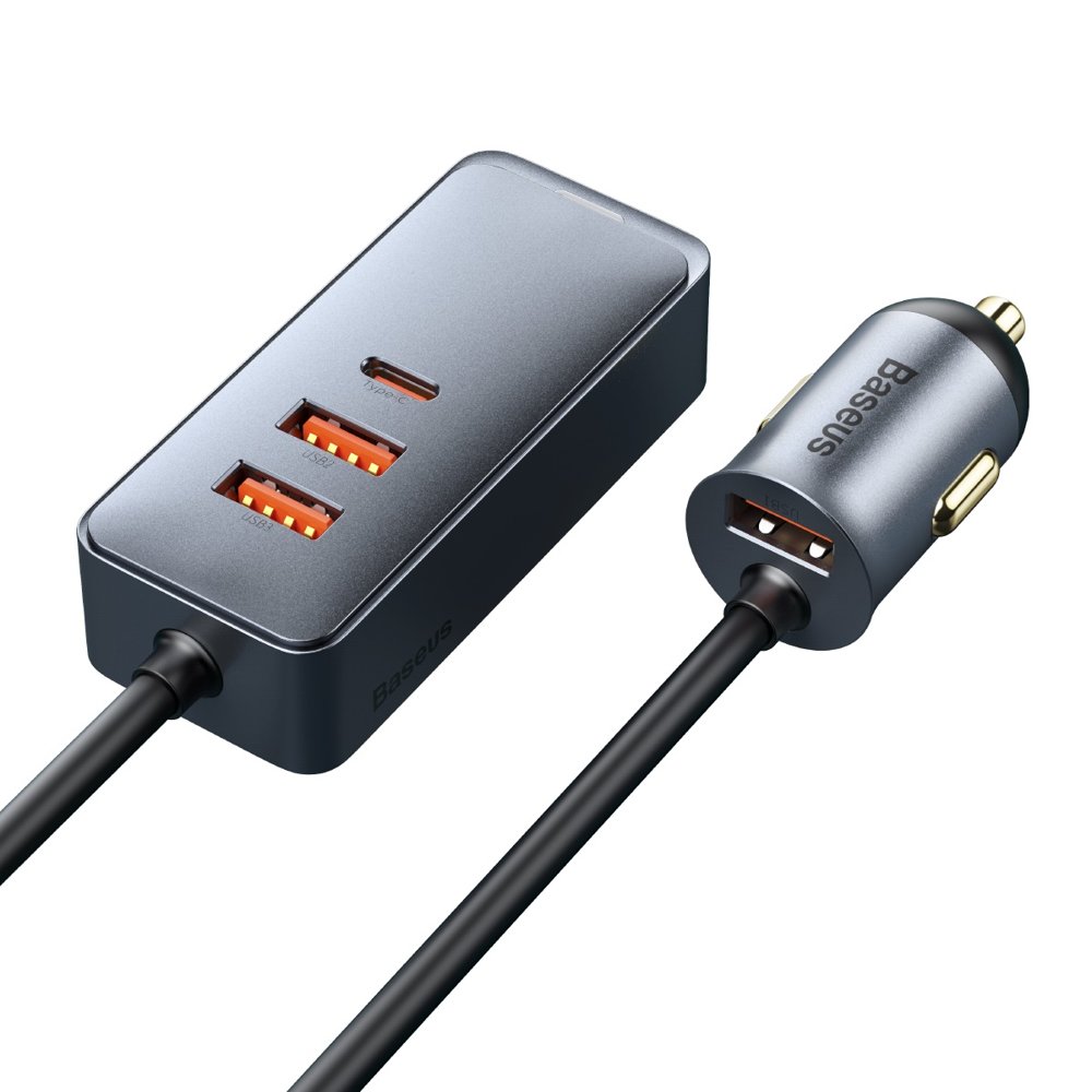 Auto punjač Baseus Share Together, 120W, 3A, 3 x USB-A - 1 x USB-C, Sivi CCBT-B0G
