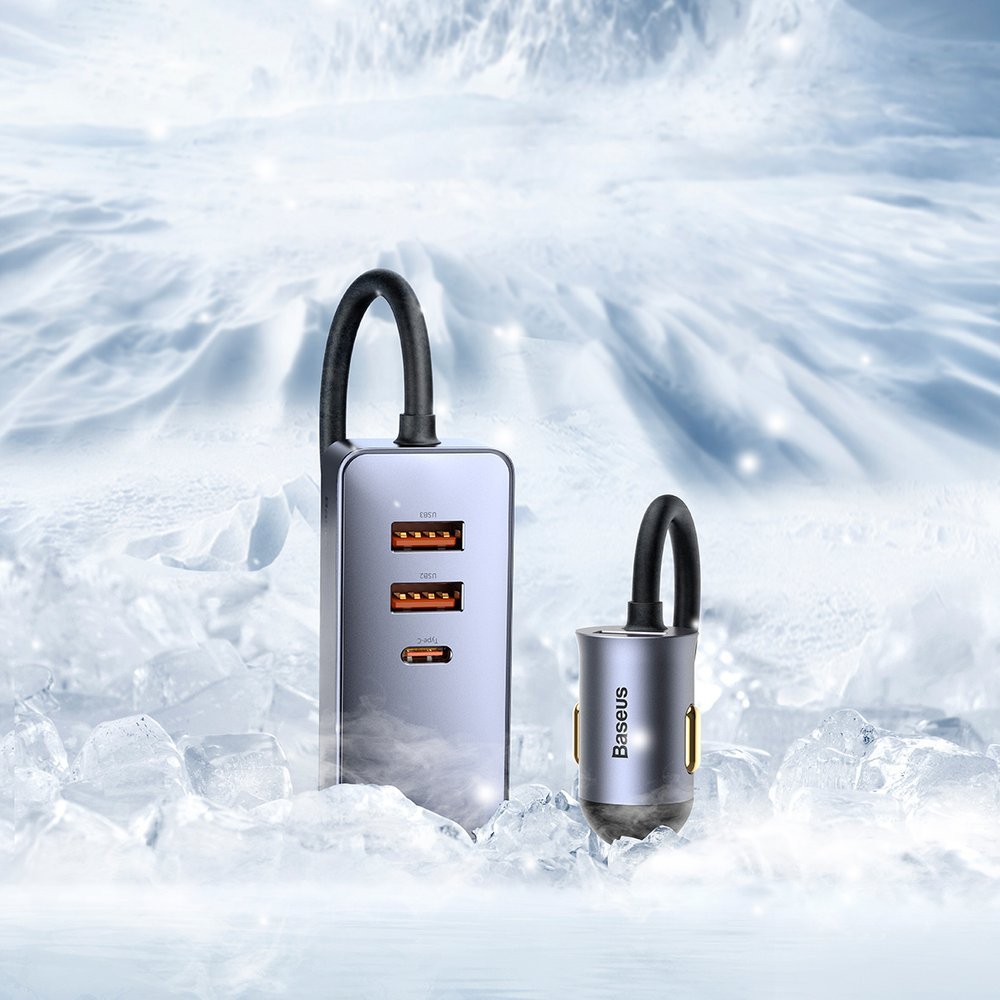 Auto punjač Baseus Share Together, 120W, 3A, 3 x USB-A - 1 x USB-C, Sivi CCBT-B0G