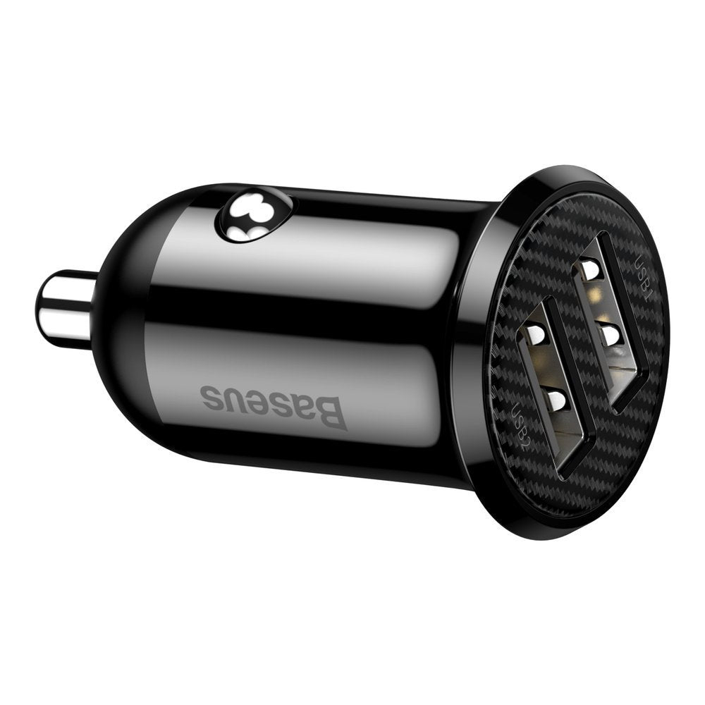Auto punjač Baseus Grain Pro, 24W, 2.4A, 2 x USB-A, Crni CCALLP-01