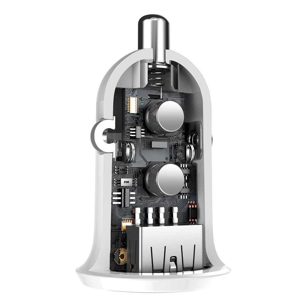 Auto punjač Baseus Grain Pro, 24W, 2.4A, 2 x USB-A, Beli CCALLP-02