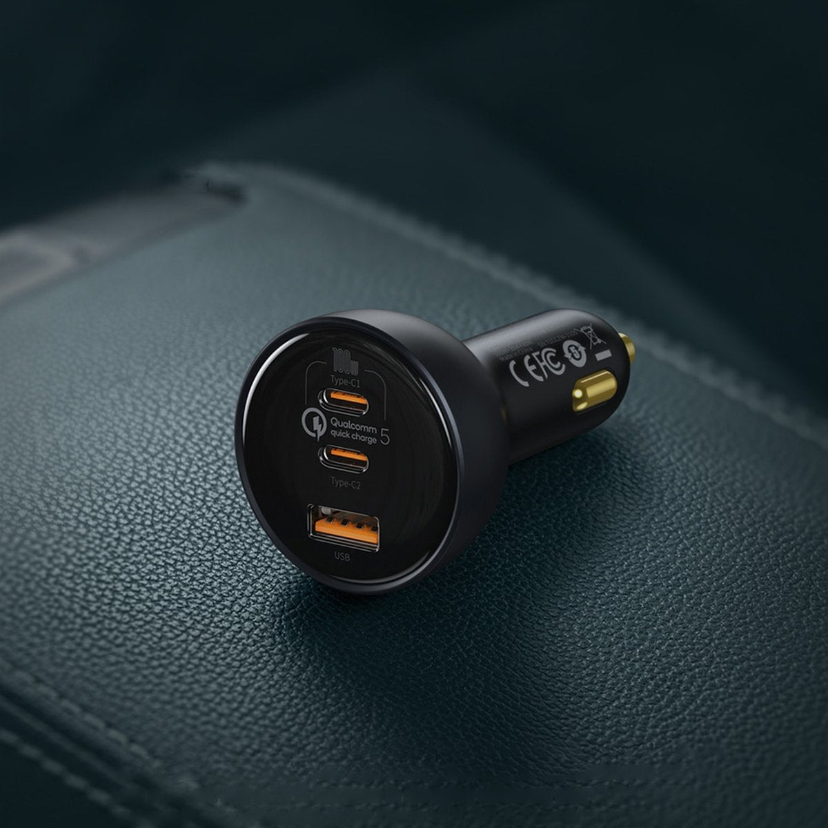 Auto punjač sa USB-C kablom Baseus Qualcomm, 160W, 3A, 1 x USB-A - 2 x USB-C, Sivi TZCCZM-0G