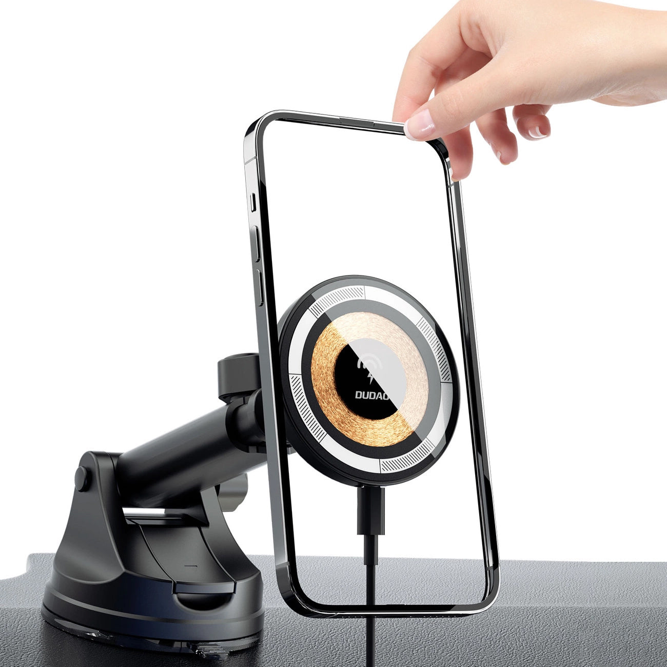 Auto punjač bez kablova Dudao F12MAX+, 15W, 1.67A, Crni