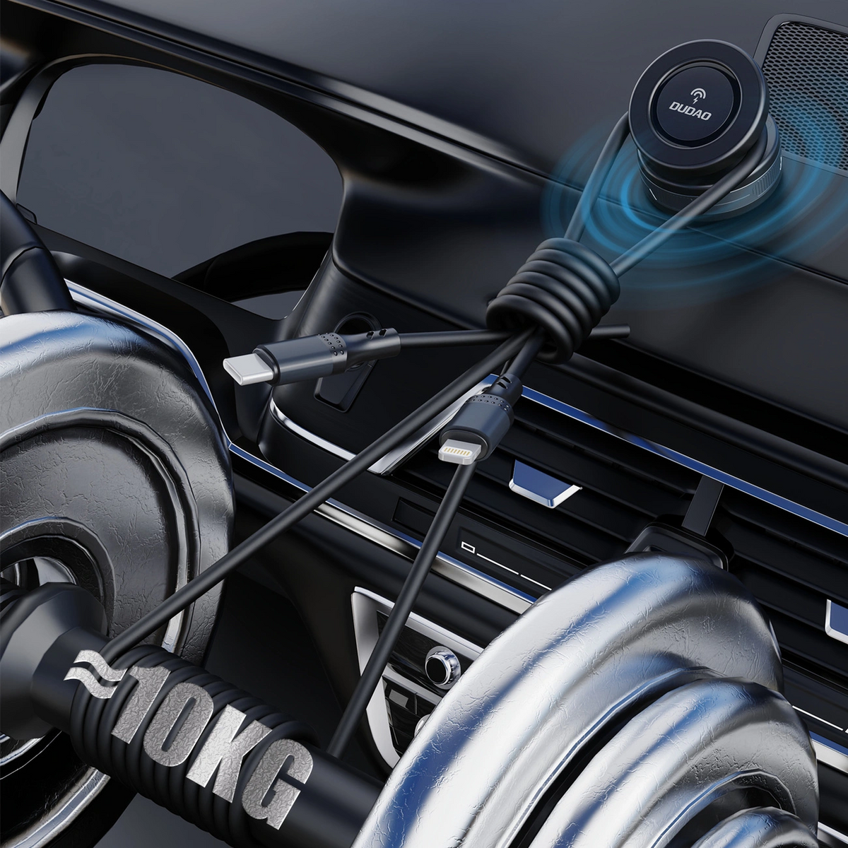 Bežični auto punjač Dudao F24Max, 15W, 1.67A, Crni