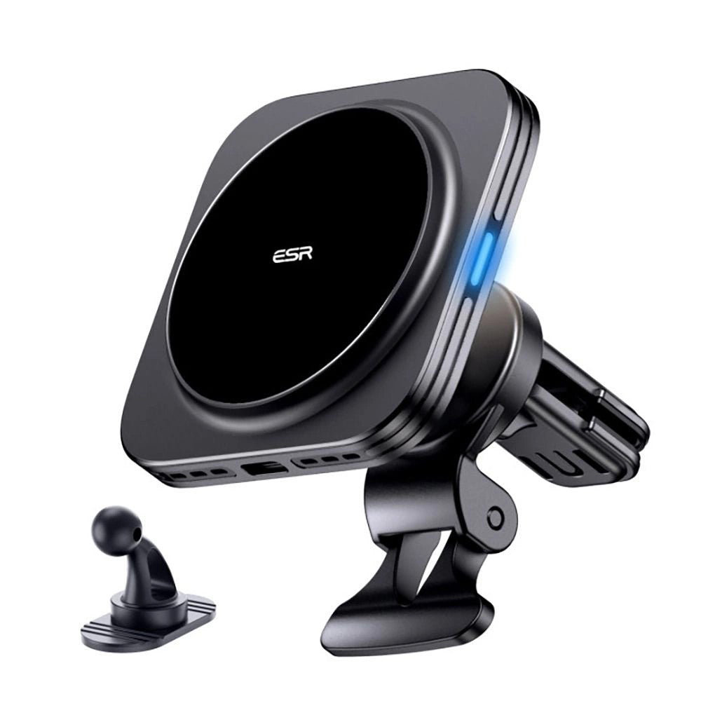 Bežični auto punjač ESR HaloLock Vent, 15W, 1.67A, Crni