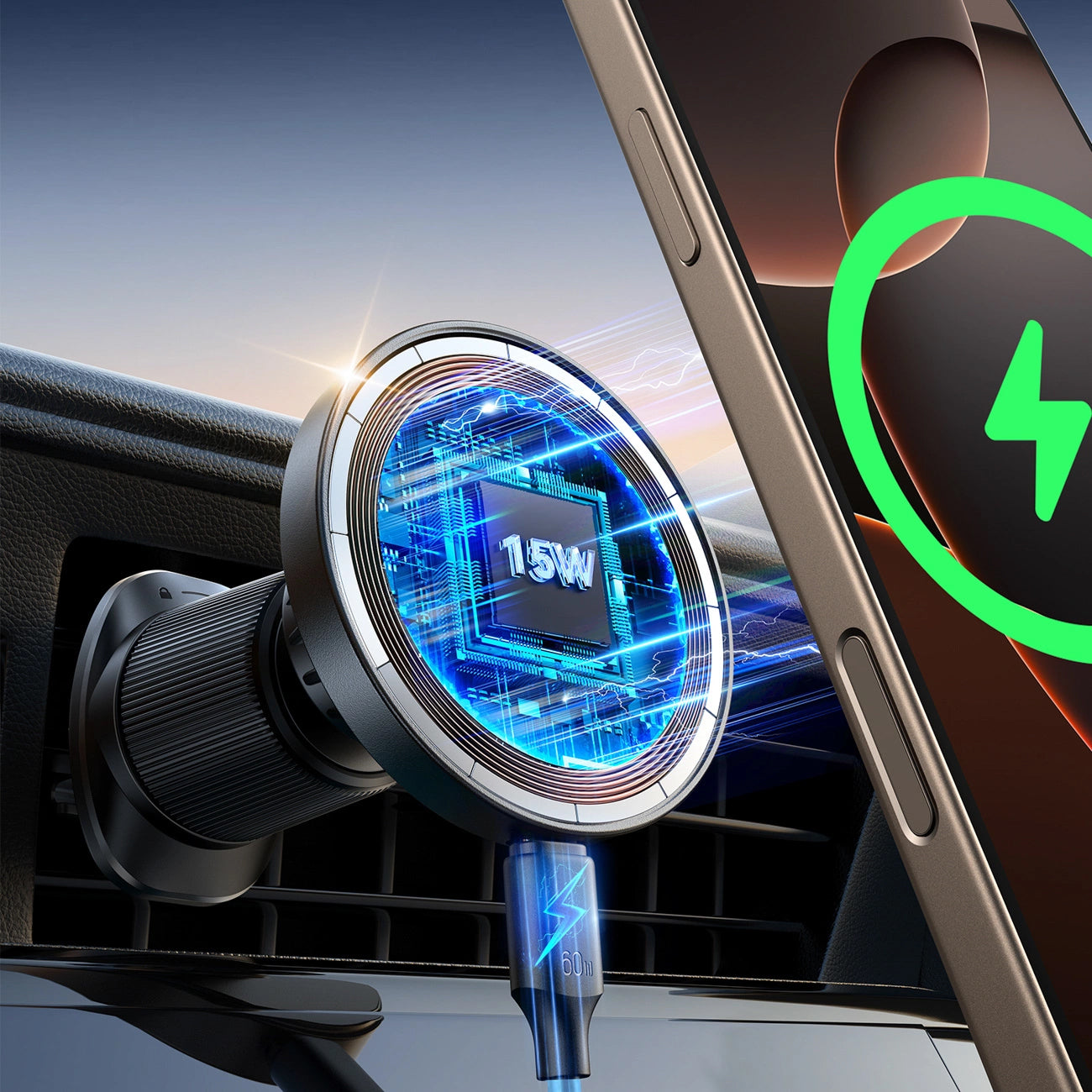 Bežični auto punjač Joyroom JR-ZS502, 15W, 1.67A, Crni