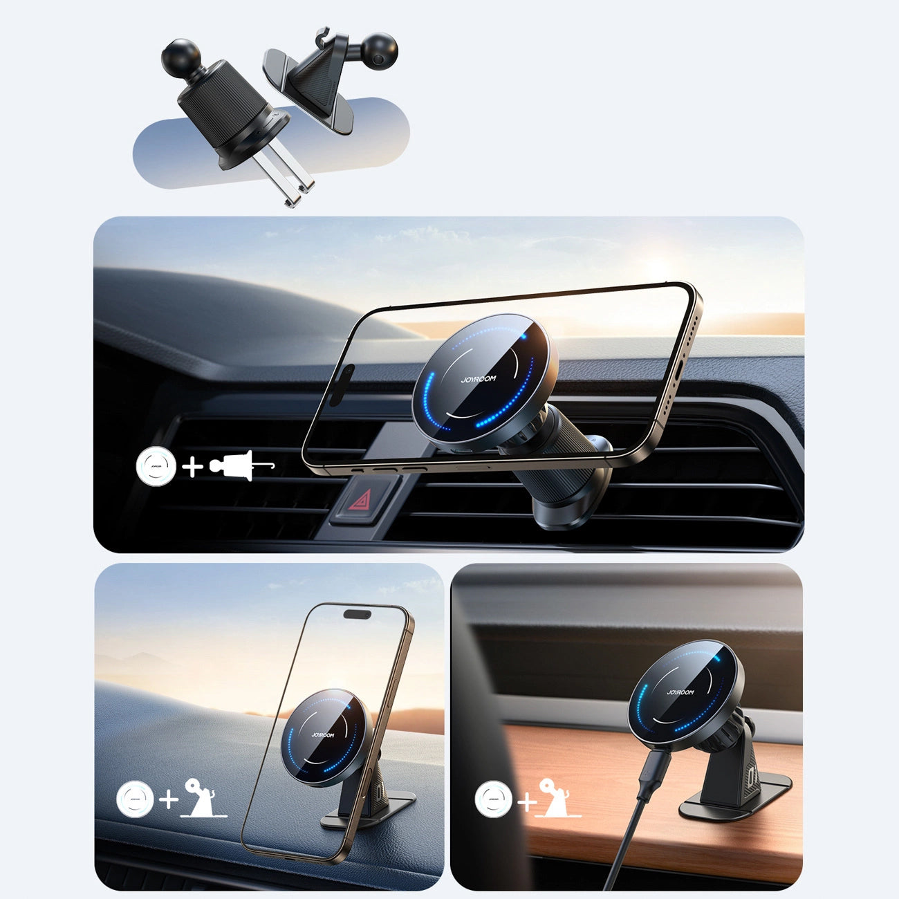 Bežični auto punjač Joyroom JR-ZS502, 15W, 1.67A, Crni