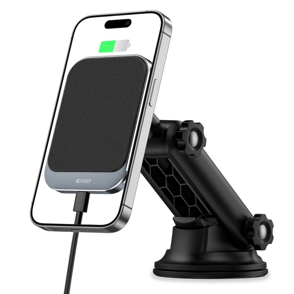 Auto punjač Wireless Tech-Protect MM15W-V2, 15W, 1.67A, Crni