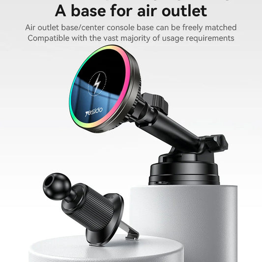 Auto punjač Wireless Yesido C315, 15W, 1.67A, Crni