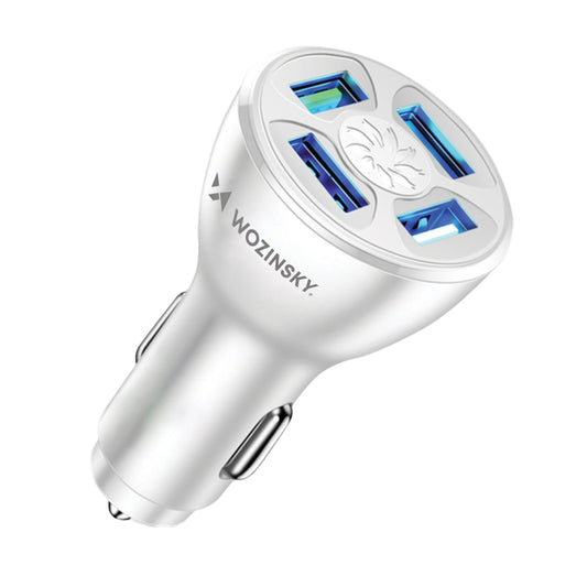 Auto punjač WZK WCCAW, 50W, 3A, 4 x USB-A, Beli