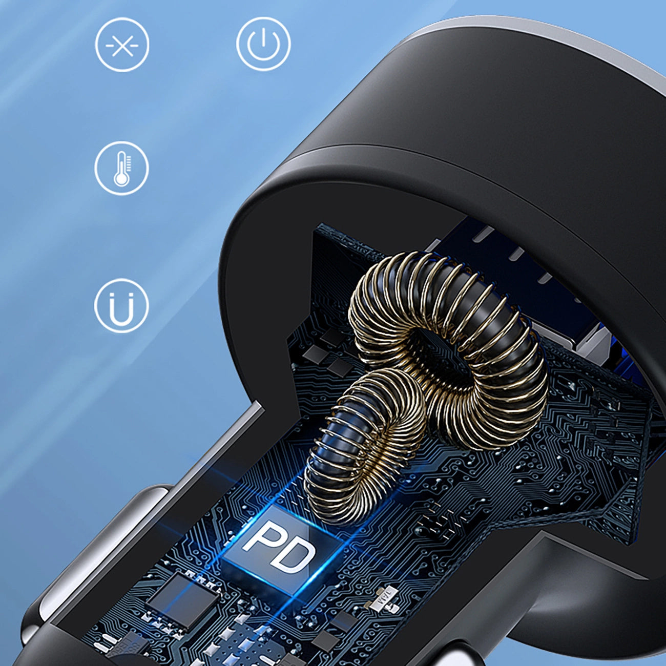 Auto punjač WZK WDCCB, 50W, 3A, 2 x USB-A - 2 x USB-C, Crni