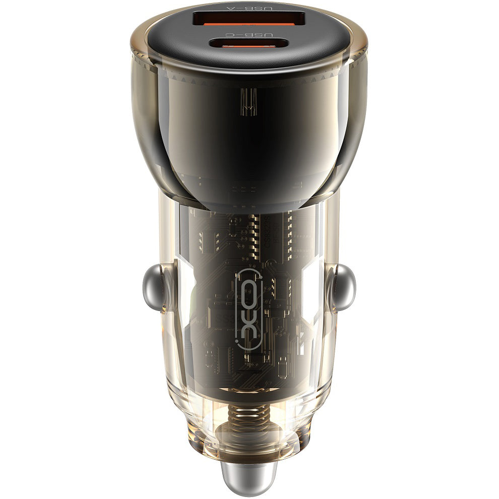 Auto punjač XO Design CC60, 60W, 3A, 1 x USB-A - 1 x USB-C, Crni