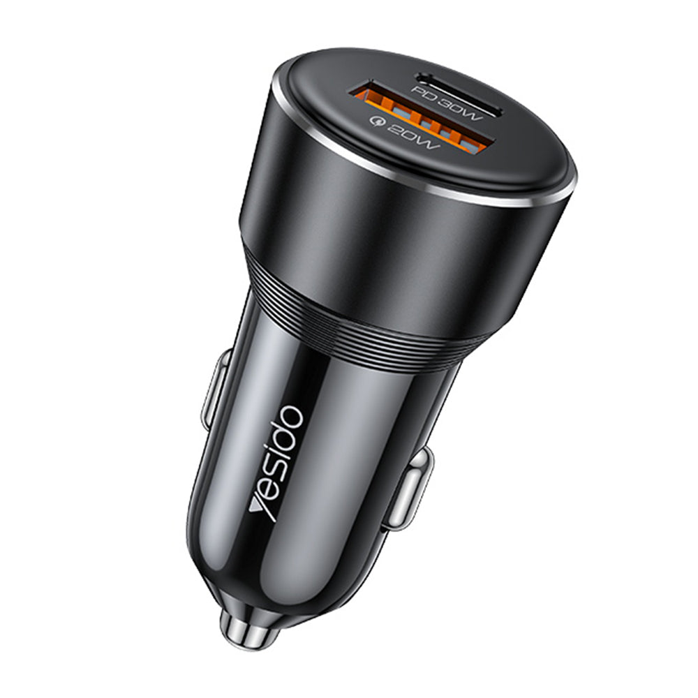 Auto punjač Yesido Y64, 50W, 3A, 1 x USB-A - 1 x USB-C, Crni